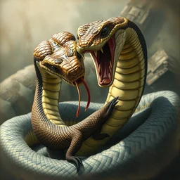 cobra snake fighting mongoose. highly detailed, digital painting, watercolor, soviet realism, engraving, artstation, concept art, smooth, sharp focus, vivid grunge, manga, illustration, unreal engine 5, 8 k, art by bilibin and kuvshinov and malevich and mucha