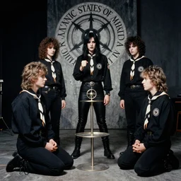 Satanic States of America, alternate history, 1980s, boy scouts, goth boy scouts, Satanic boy scouts, black clothing, occult ritual, 1987, 16mm photograph