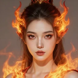 Character concept art of a female flame atronach || cute-fine-face, pretty face, realistic shaded Perfect face, fine details by Stanley Artgerm Lau, WLOP, Rossdraws, James Jean, Andrei Riabovitchev, Marc Simonetti, and Sakimichan, tranding on artstation