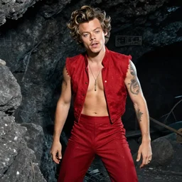 glamorous harry styles working in a mine