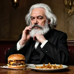 Karl Marx pondering his Cheeseburger by Todd Lockwood