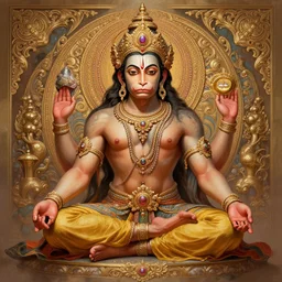 a full body centered!!!!!!!!! portrait of a beautiful ornated hanuman god, hanumanasana!!!!!!! yoga pose, intricate, elegant, highly detailed, digital painting, artstation, concept art, smooth, sharp focus, colored illustration for tattoo, art by krenz cushart and artem demura and alphonse mucha