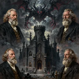 a beautiful painting of a dark souls building by ivan aivazovsky and rhads and greg rutkowski and james gurney, in style of digital art, dark entity floating above, evil, magic, mystic, hyper detailed, sharp focus, soft light. octane render. ray tracing. trending on artstation