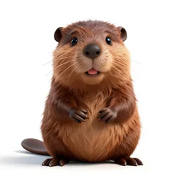 baby beaver, stylized pixar-style 3d render, full body, isolated on a pure white background, centered, entire subject in frame, sharp focus, soft studio lighting