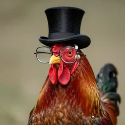 ! dream portrait of a rooster, with top hat!!! and monocle!!!