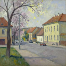 an edward hopper style painting of a ( ( ( ( ( ( ( ( miskolc, a city in northeastern hungary ) ) ) ) ) ) ) ), late - spring, may of 1 9 4 8
