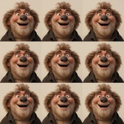 a 3 x 3 grid of an animation sequence of andy serkis laughing then frowning illustrated by salvador dali. in - frame