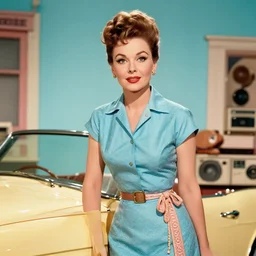 a modern day woman in a 1950s technicolor movie