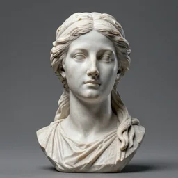 3D resin miniature sculpture by Jean-Baptiste Carpeaux and Donatello, woman, prefect symmetrical  face, academic art, realistic,  8K, Introduction factory photo, Product Introduction Photo, Hyperrealism. Subsurface scattering, raytracing, Octane Render, Zbrush, simple background