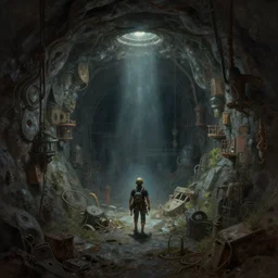 a claustrophobic mineshaft, a fantasy digital painting by greg rutkowski and james gurney, trending on artstation, highly detailed