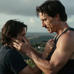 ( ( ( keanu reeves ) ) ) giving ( ( ( tom cruise ) ) ) a tattoo