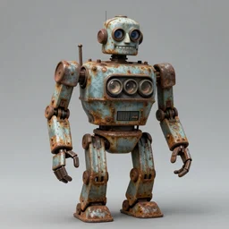 and old rusted robot, 4 k, realistic, creepy