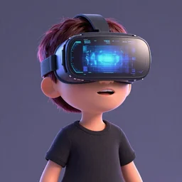 pixar character wearing virtual reality digital art