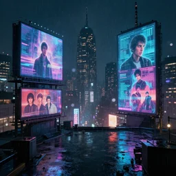 a cyberpunk City with billboards, Hologramm and signs in a rainy night, bokeh on background, Skyline view from a rooftop, rendered by simon stålenhag, rendered by Beeple, Makoto Shinkai, syd meade, environment concept, digital art, starwars, raphael lacoste, eddie mendoza, alex ross, concept art, cinematic lighting, , unreal engine, 3 point perspective, WLOP, trending on artstation, low level, 4K UHD image, octane render,