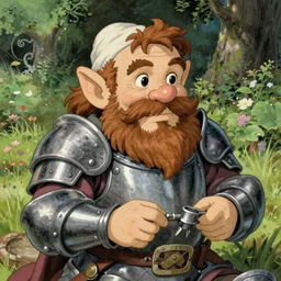 portrait of a male dwarf picnicking in a lush park, fantasy, armor, beard, finely illustrated face, highly detailed, digital painting, studio ghibli, tankobon, in the style of ilya kuvshinov and krenz cushart and william - adolphe bouguereau and alphonse mucha