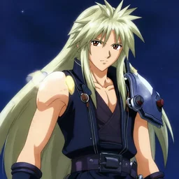 “still frame of Sephiroth in 1988 anime film Akira by Katsuhiro Otomo, screenshot, color”