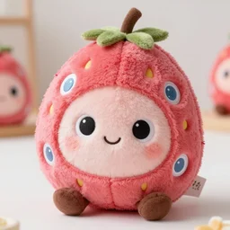 adorable strawberry creature with multiple eyes plush toy