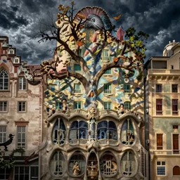 Oak of shame, by Bekzinsky, by Salvador Dali, by Antoni Gaudi, by Maxfield Parrish, by Nicholas Roerich, by H.R. Giger