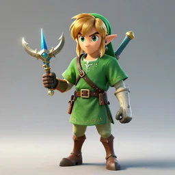 Concept art of the triforce held by Link Botw 4k cgi award winning effects, cinema lights