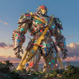 a beautiful painting of ai making art by studio ghibli, gigantic, octane render, brilliantly coloured, intricate, ultra wide angle, trending on artstation, dusk, volumetric lighting, polished, micro details, ray tracing, 8k