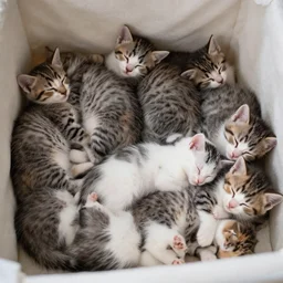 photo of a litter of kittens sleeping in a crib, 8 k 8 5 mm f 1. 8
