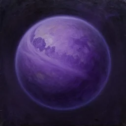 purple mystical planet, oil painting, detailed, brush strokes, vivid, gothic, dark, brooding
