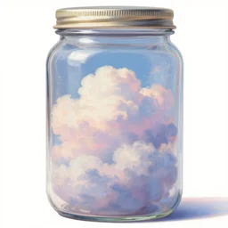 clouds in a jar. beautiful dreamy pastel painting by artgerm and jeremy lipking