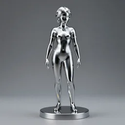 3 d print, statue, chrome, reflect photograph