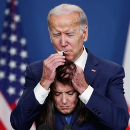 joe biden dressed as a woman wearing a wig and sniffing his own hair