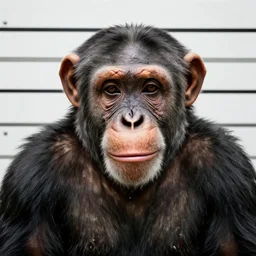 mugshot of photorealistic chimpanzee
