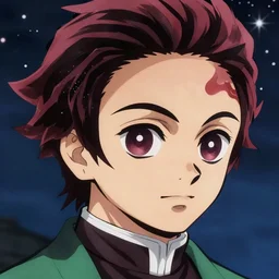 handsome guy in demon slayer art, night, stars, wonderful, anime style, 4k , detailed, detailed face, high quality, smooth, sharp focus, beautiful scene, detailed head
