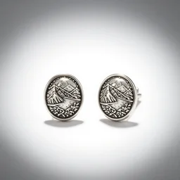 silver stud earrings, studio product photography, isolated on a pure white background, centered, entire object in frame, sharp focus, soft studio lighting
