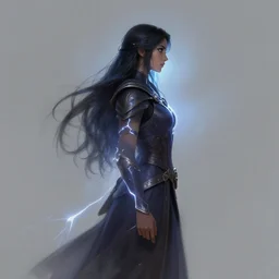 side profile centered painted portrait, Maya Ali as a lightning mage, Gloomhaven, matte painting concept art, beautifully backlit, official fanart behance hd artstation by Kuvshinov Ilya, Cushart Krentz and Gilleard James