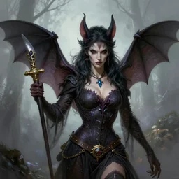 the slovenly, experienced female anthropomorphic bat necromancer. in the style of frank frazetta in the style of leonard boyarsky trending on artstation deviantart pinterest photorealistic hd 8 k highlights and shadow detailed high resolution