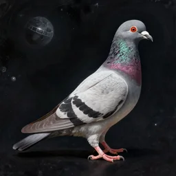 Portrait of a Pigeon in space, dark fantasy, intricate, elegant, highly detailed, digital painting, artstation, concept art, smooth, sharp focus, illustration, art by Sam Youn and Fernanda Suarez and Artem Demura and alphonse mucha