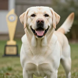 yellow lab, fat, happy, 4 k, high quality photo, award - winning