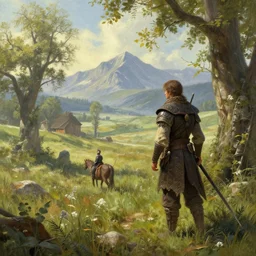 Skyrim in the style of Thomas Kinkade