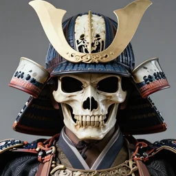 a powerful japanese samurai wearing a crafted bone helm, detailed face, highly detailed, face symmetry, character concept portrait by moebius and laurie greasley, colorful, profile picture, 8 k, cinematic color grading