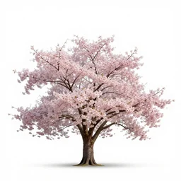 crystal cherry blossom branch, photorealistic wildlife photography, full body, isolated on a pure white background, centered, entire subject in frame, sharp focus, soft studio lighting