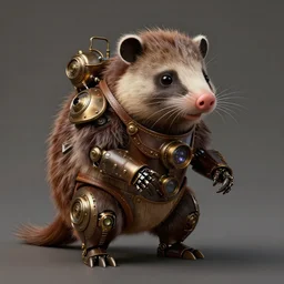 portrait of a steampunk opossum robot by rembrandt