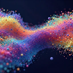 a 3d fluid colorful particle wave from thousands of 3d spheres, trending on artstation