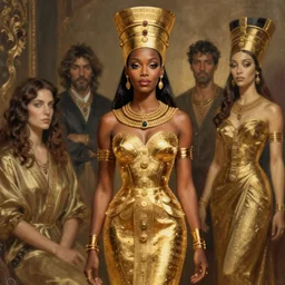 diana ross nefertiti, golden dress, intricate, elegant, highly detailed, digital painting, artstation, concept art, smooth, sharp focus, illustration, orientalism, edwin long, theodore ralli, aleksi briclot, rutkowski, bouguereau