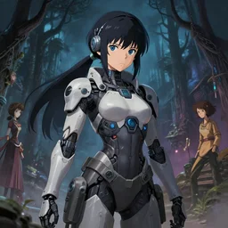 detailed, sharp, cute moe humanoid female cyberpunk warrior by Anna Dittmann and by studio ghibli and Tim Burton and Junji Ito and Zdzislaw Beksinski. digital art. featured on art station. anime arts. featured on Pixiv. epic. masterpiece. HD. 8K. highly detailed. good lighting