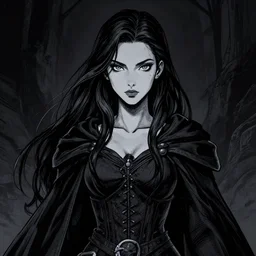 portrait of young female sorceress of the endtimes, beautiful! coherent! dungeons and dragons character, by brian froud, strong line, night color, high contrast