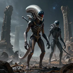 cosmic horror on an alien planet by bruce brenneise and hr giger, alien ancient ruins in background, 3 d render, surrealism. digital concept art, rendered in octane, trending on cgsociety, trending on artstation