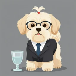 a cream colored havanese dog dressed in a business suit and glass, clean vector art 3 d model, global illumination, by lois van baarle, ilya kuvshinov, kilian eng,