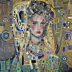 portrait of beautiful young maiden, warhammer, cyberpunk, a lot of scars, readhead, the future ages, highly detailed, artstation, illustration, art by gustav klimt, 8 k quality