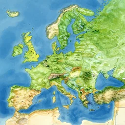 beautiful map of a realm with many biomes, illustration by makoto shinkai and moebius and jean giraud
