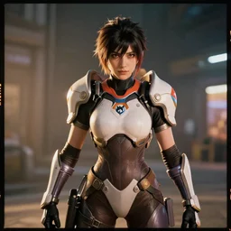 tracer from overwatch as a real person, cinematic, volumetric lighting, f 8 aperture, cinematic eastman 5 3 8 4 film, photorealistic