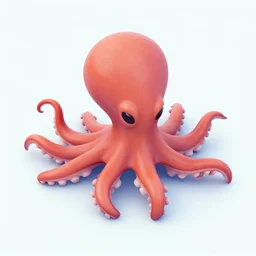 alien octopus with short tentacles, 3D isometric